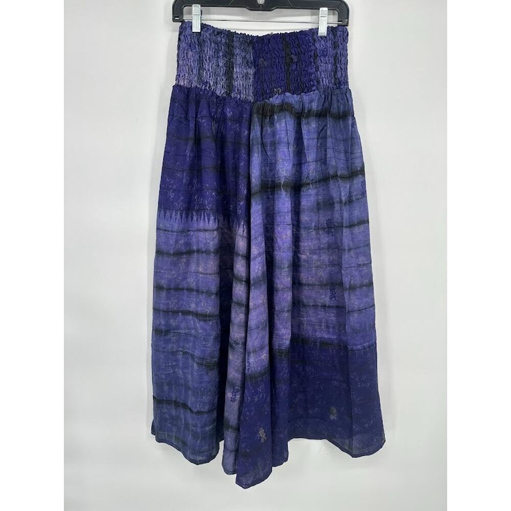 Cofur Denmark Maxi Skirt Silk Purple OS One Size Tie Dye Smock Hippie Boho Beach